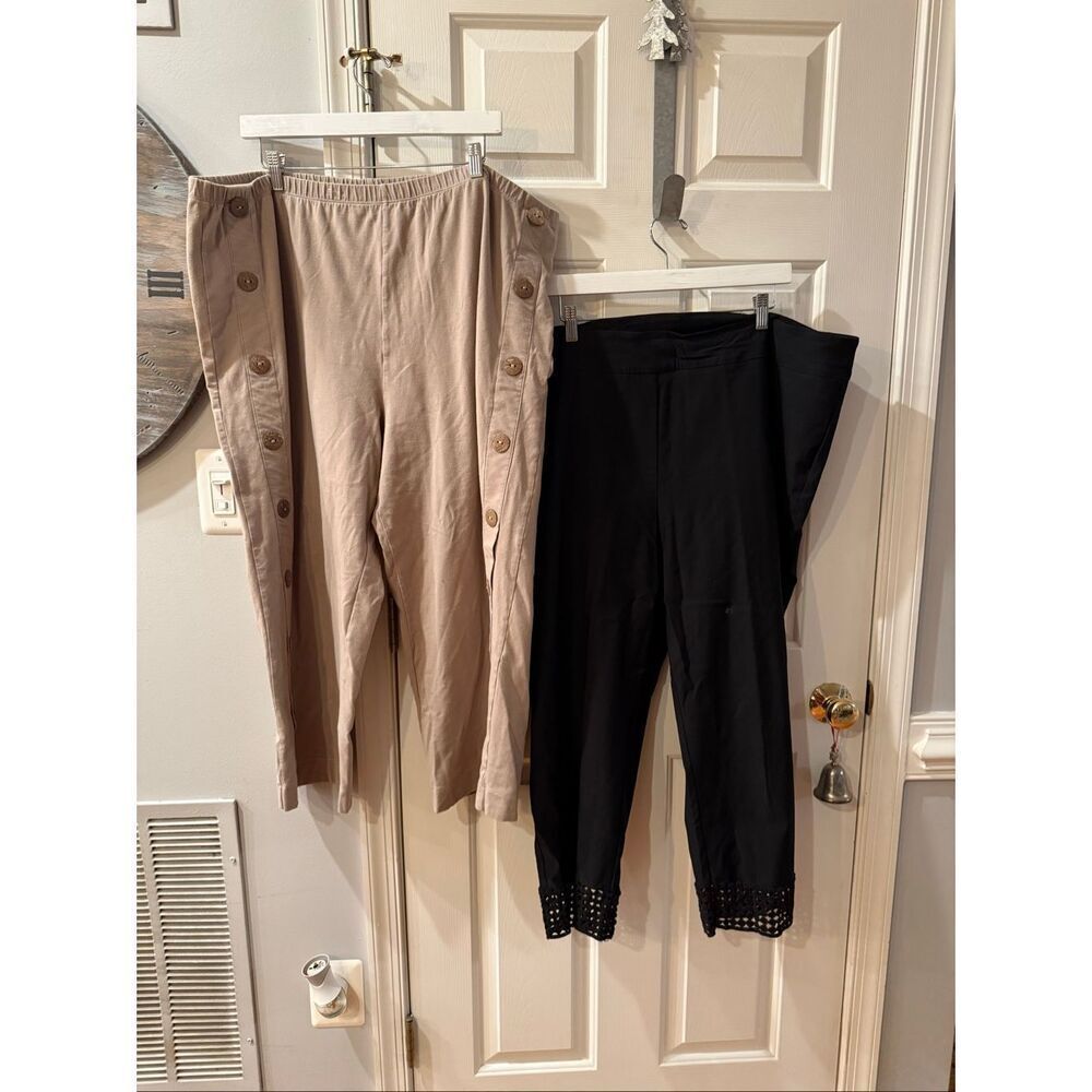Soft Surroundings Lot of 2 Pull On Pants Tan & Black sz 3X EUC